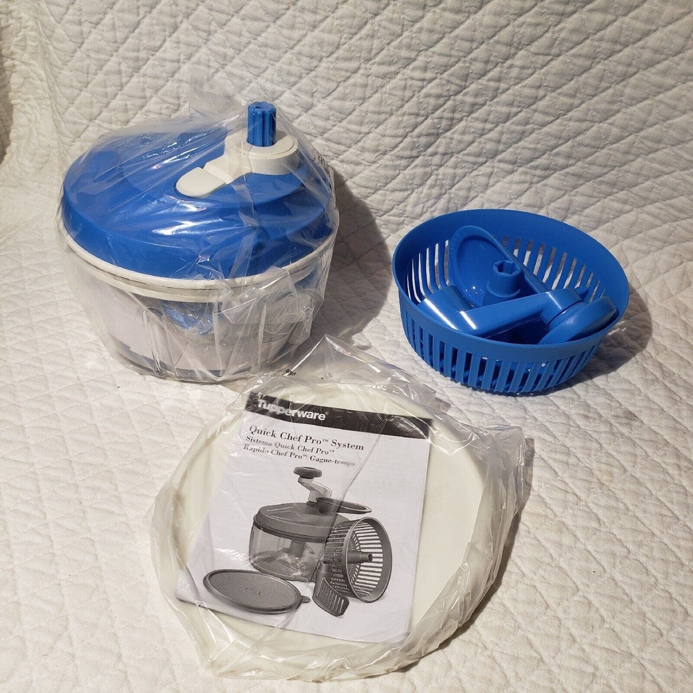 Tupperware Quick Chef Pro System Manual Turn Handle Food Processor Blue NIB
